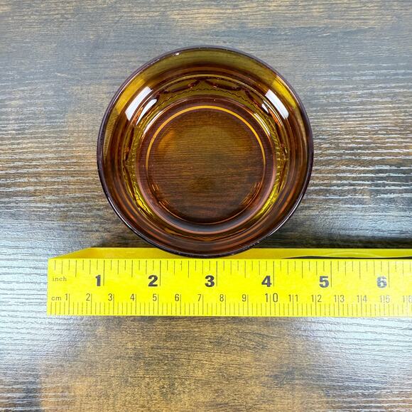 VTG Amber Glass Bowl 5” – Retro Mid-Century Patterned Dessert / Custard Dish - Picture 5 of 5